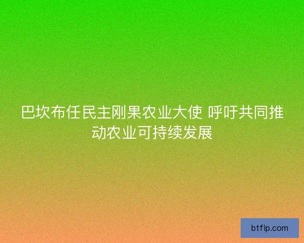 巴坎布任民主刚果农业大使 呼吁共同推动农业可持续发展