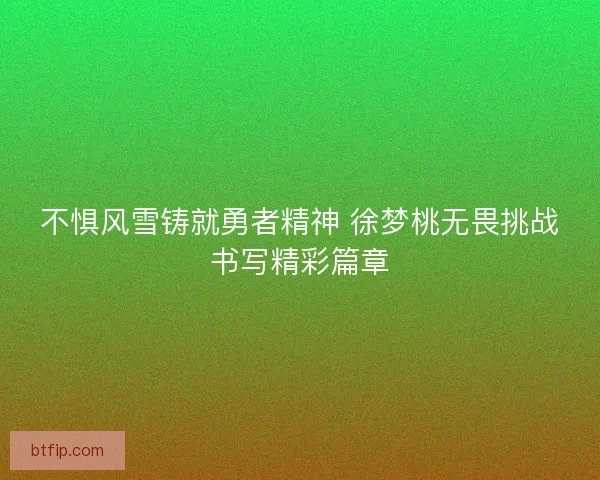 不惧风雪铸就勇者精神 徐梦桃无畏挑战书写精彩篇章